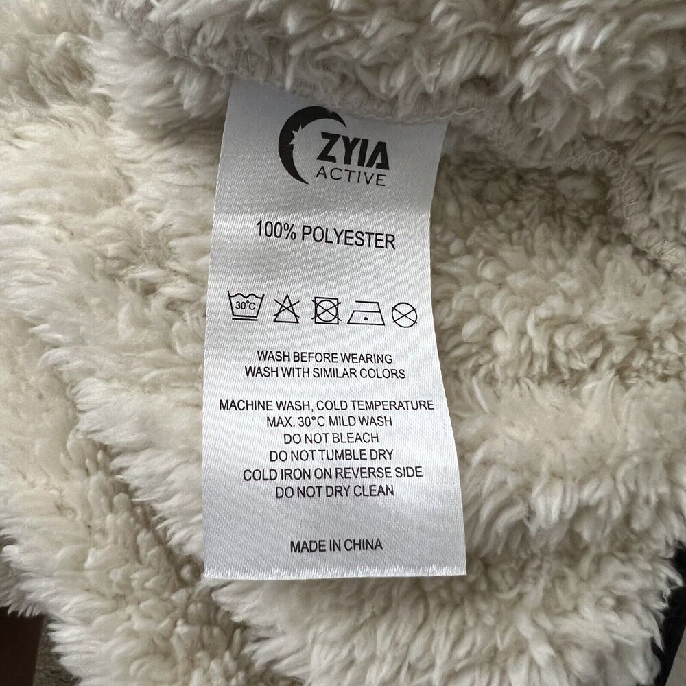 Zyia Teddy Jacket Cream Fleece 1/4 Zip Pocket Pullover Long Sleeve Small - Picture 8 of 9